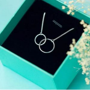 NEW 925 SILVER PLATED DOUBLE CIRCLE NECKLACE